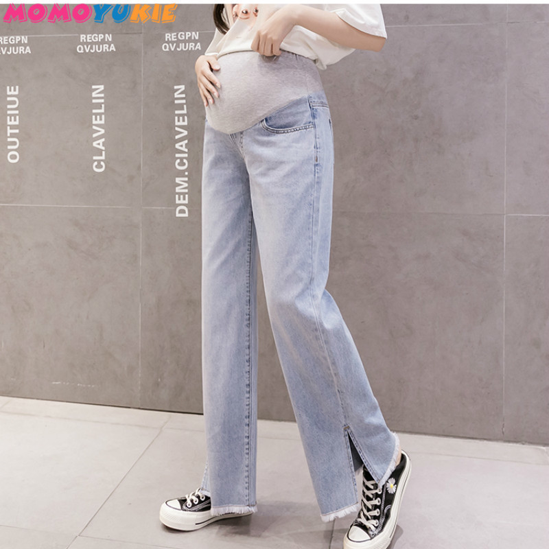 Denim Maternity Jeans Pants Pregnant Women Clothes Boyfriend Vintage wide leg Loose Straight Jeans Pregnancy Pants Plus size LJ201123