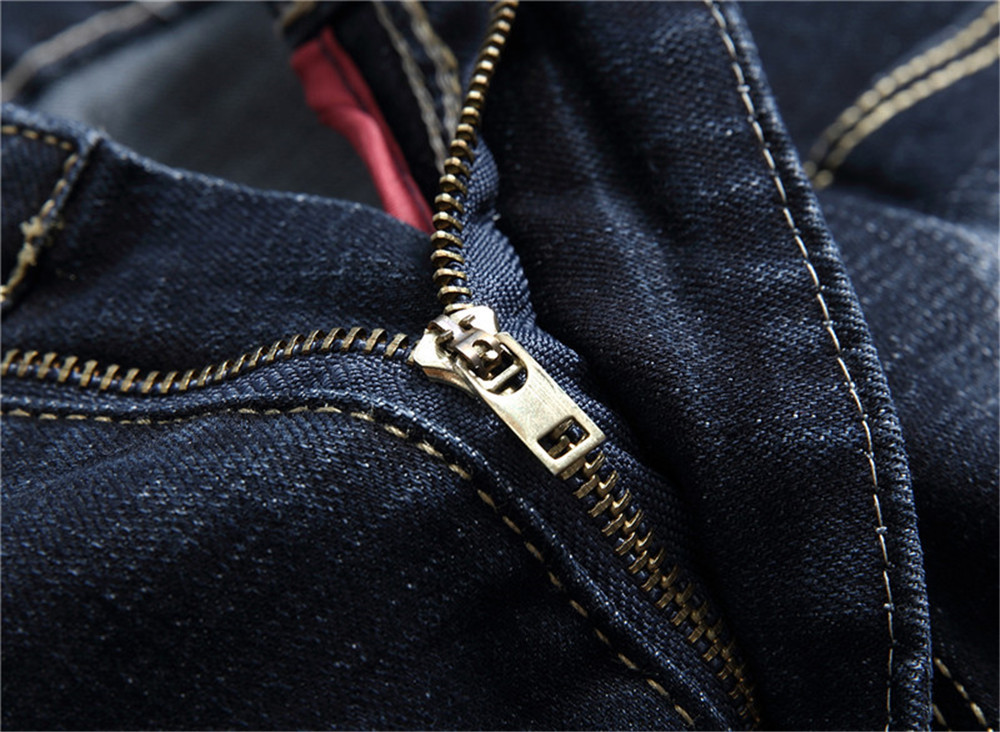 Men's Straight Leg Denim Jeans, Slim Fit, Navy Blue, Geometric Pattern, Hip Hop Style B2