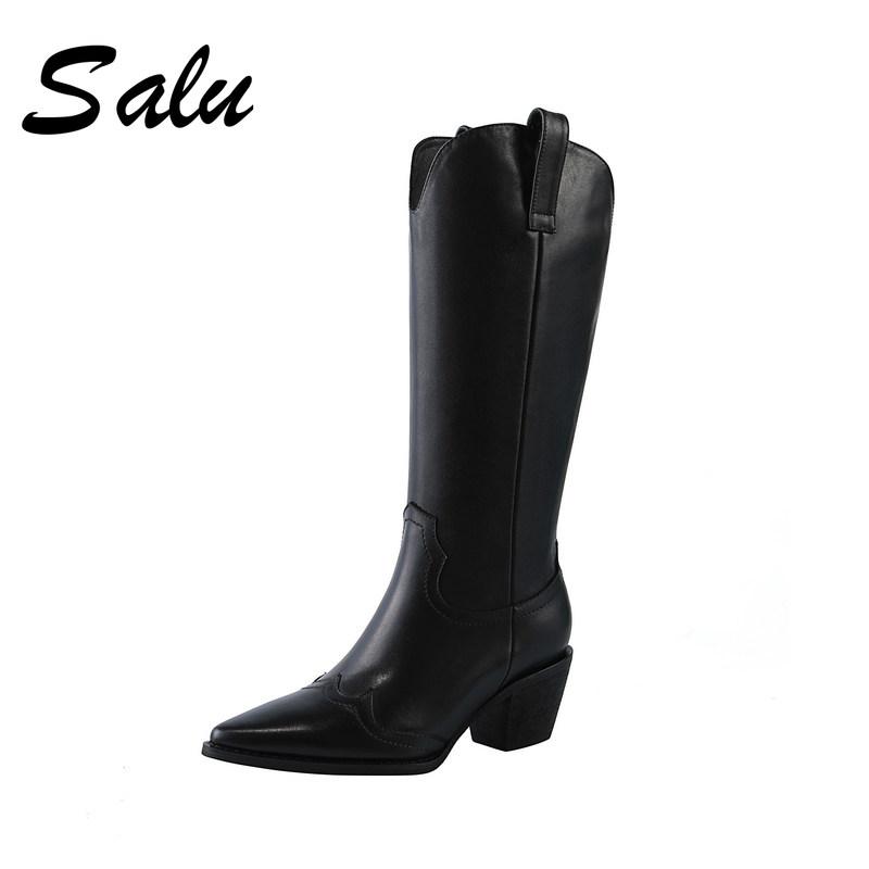 Salu Fashion Newest Genuine Leather knee high boots Women Female Square Toe Thick High Heels Pumps Winter Party Shoes Woman, Black
Salu Fashion Newest Genuine Leather knee high boots Women Female Square Toe Thick High Heels Pumps Winter Party Shoes Woman, Black
