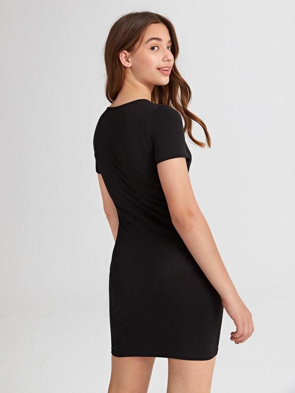 Teen Girls Button Side Fitted Dress SHE