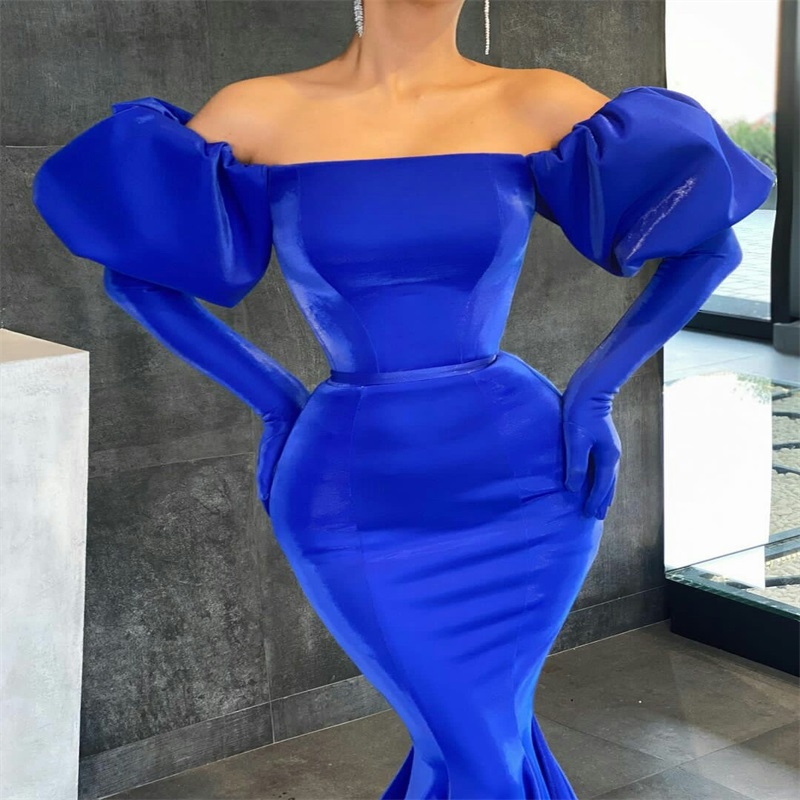 Mermaid Prom Dresses With Detachable Sleeves Bateau Taffeta Evening Dress Party Gowns Sweep Train Custom Made Special Evening Dresses