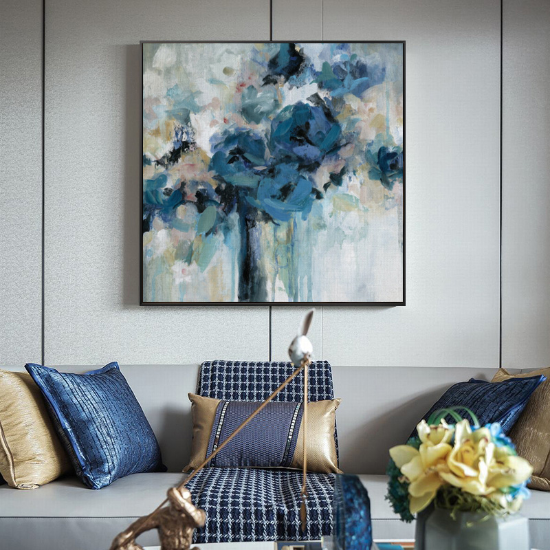 Abstract Blue Flower Posters and Prints Oil Painting Printed on Canvas Poster Watercolor Wall Picture for Living Room Home Decor