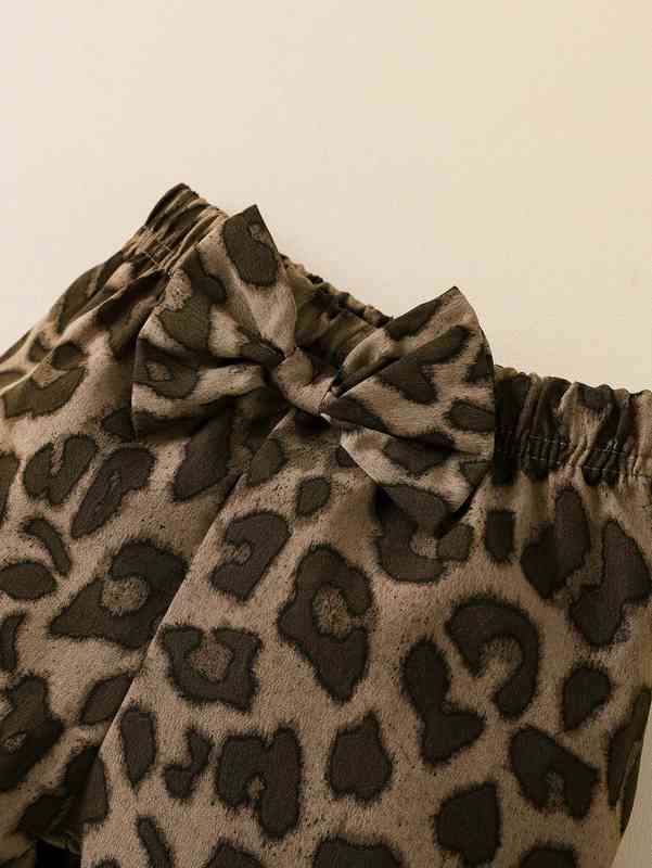 Baby Ruffle Trim Bodysuit & Leopard Print Bow Front Pants SHE