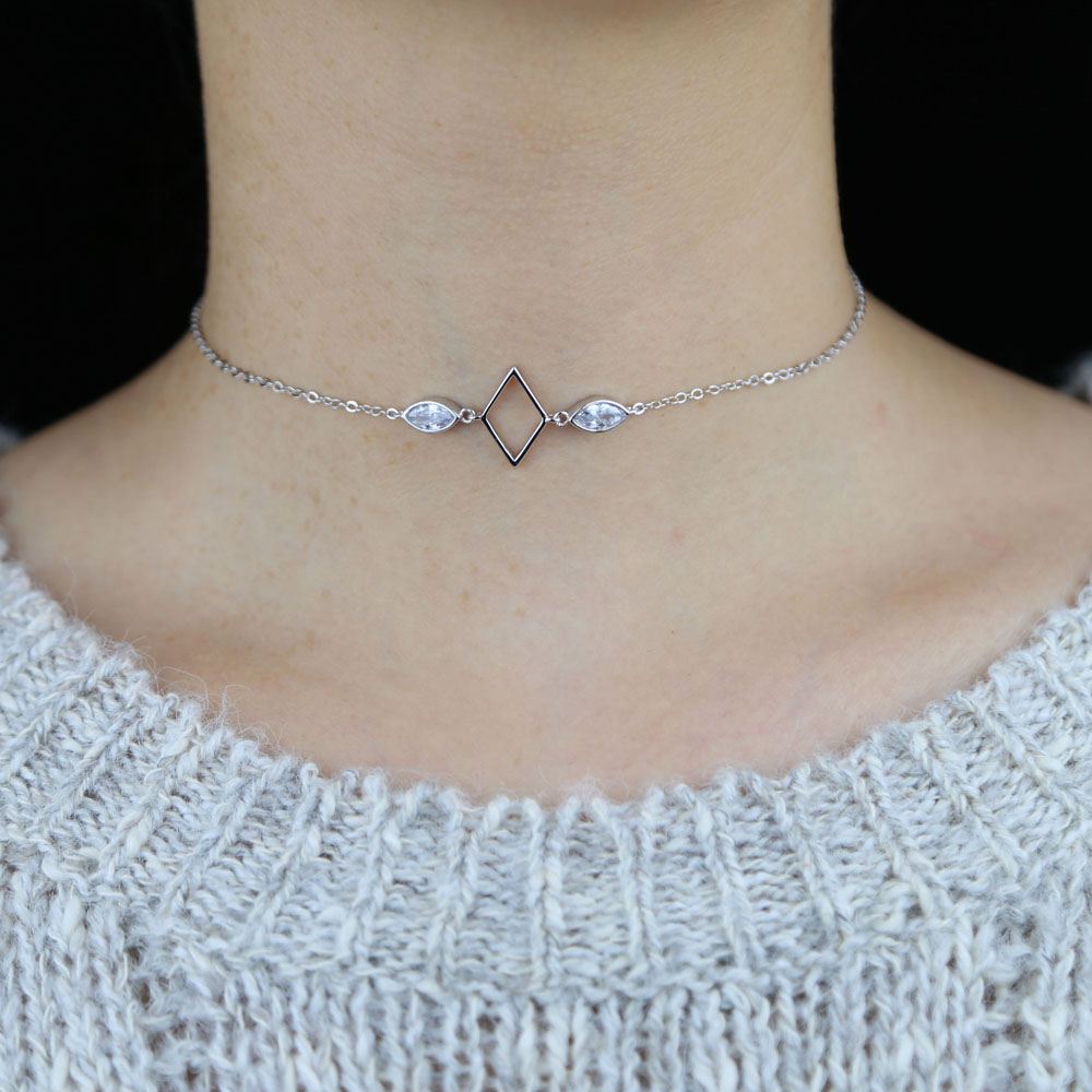 2021 NEW arrived water drop cz paved with hollow square shape charm necklace for women multi layer sexy elegant choker jewelry Gifts