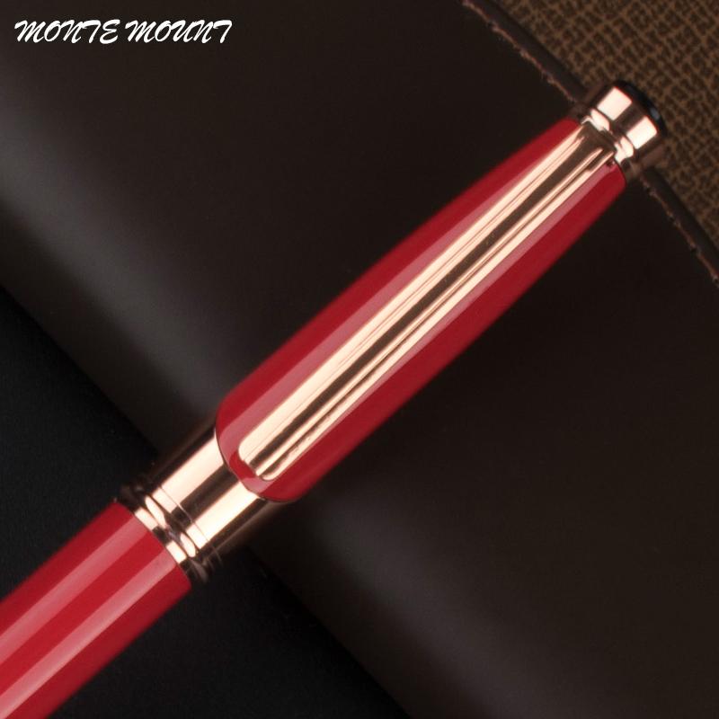 Smooth Writing metal Roller Ball Pen with fashion gift pen Executive good quality red with Rose Gold clip caneta Gel1