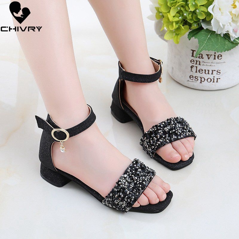 New Summer Sandals for Girls Sandals Glitter Rhinestone Princess Girls Shoes Kids High Heel Crystal Party Dance Sandals Y200619 от DHgate WW