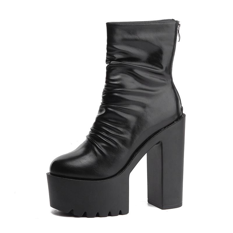 Fashion Pleated design Soft Leather Women Motorcycle boots Platform Wedge Chunky Shoes High heels Autumn Winter ankle boots, Black
Fashion Pleated design Soft Leather Women Motorcycle boots Platform Wedge Chunky Shoes High heels Autumn Winter ankle boots, Black