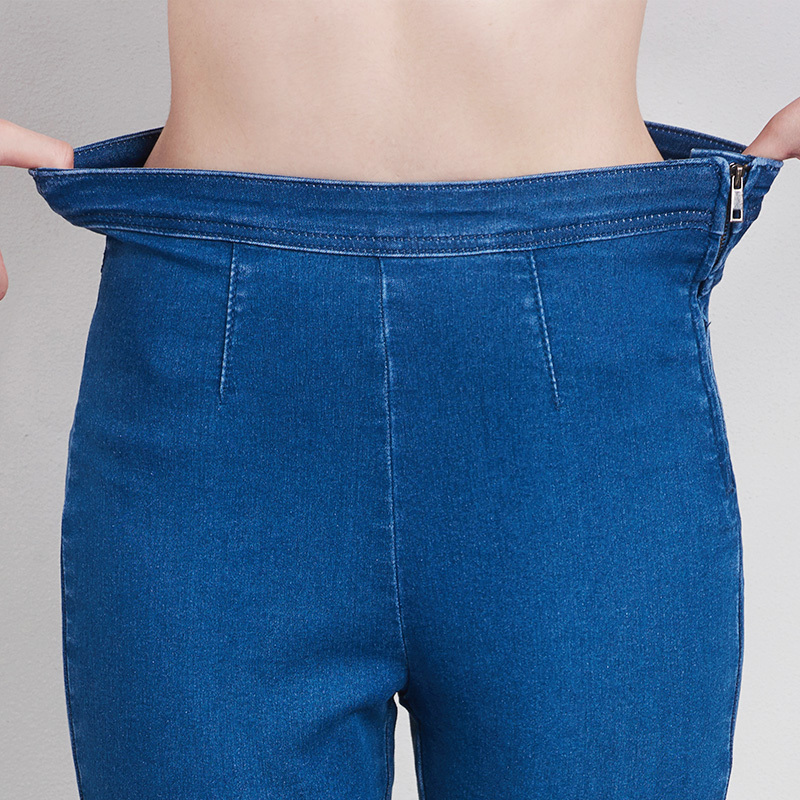 LEIJIJEANS Autumn Plus Size 3 Color Available Side Zipper Jeans with high waist large size Skinny Pencil Jeans Women Jeans 201105