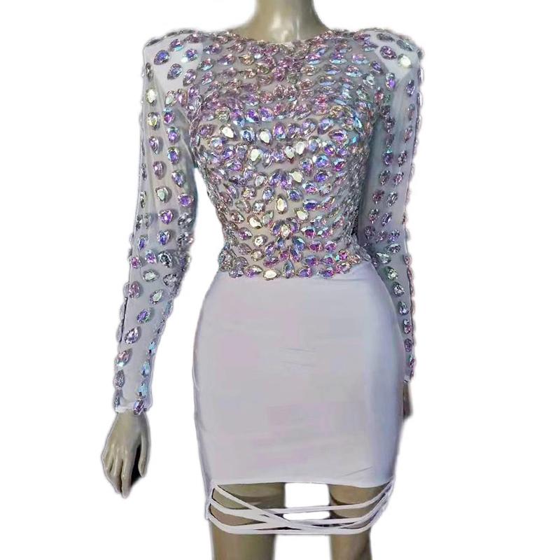 Multi-Color Stones Nude White Mesh Dress Evening Bar Birthday Celebrate Prom Dance Transparent Women Dancer Dress DWY3245, As picture
Multi-Color Stones Nude White Mesh Dress Evening Bar Birthday Celebrate Prom Dance Transparent Women Dancer Dress DWY3245, As picture