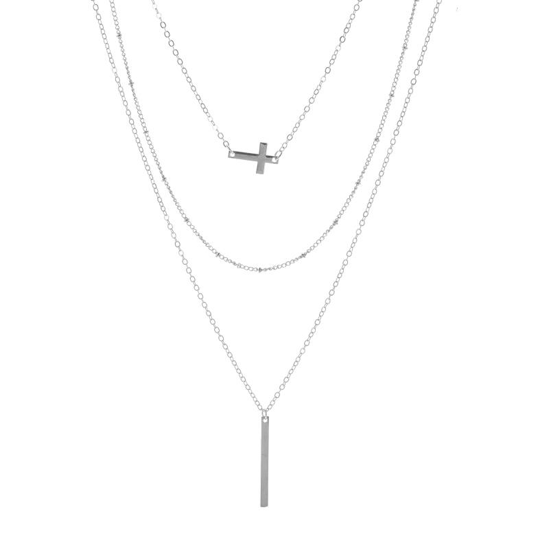 Pendant Necklaces Long Layered Necklace Set Of 3 Sideways Minimal Kpop