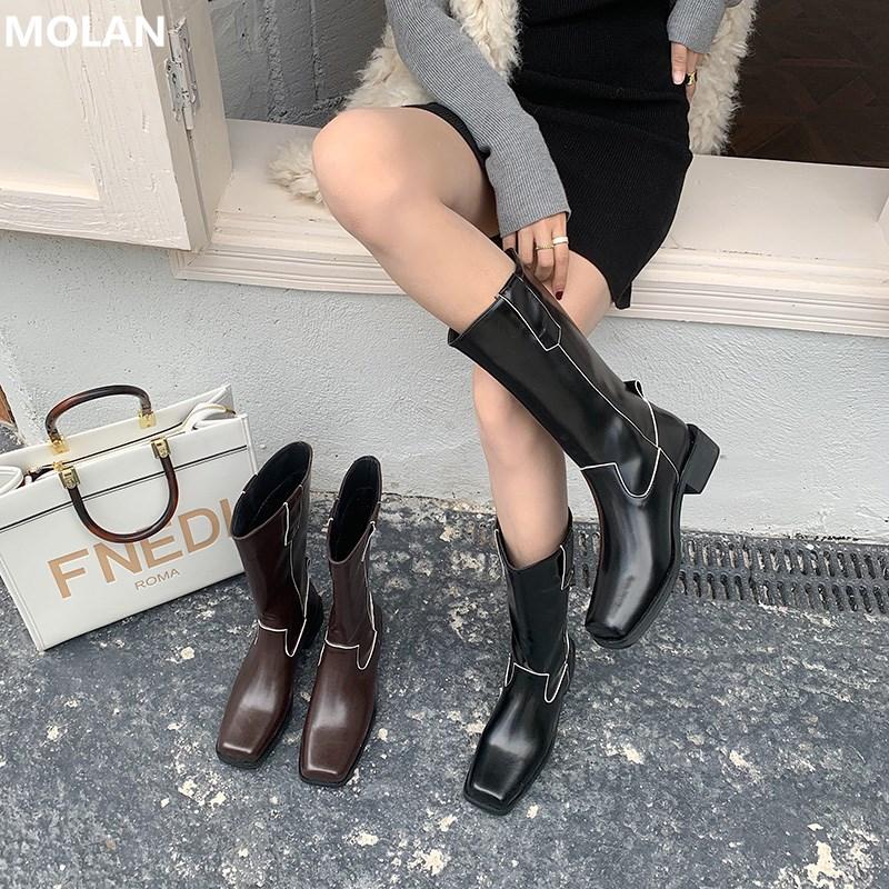 2020 Winter Fashion Genuine Leather Knee High Western Boots Warm Plush Square Toe Socofy Shoes Women Black Brown Footwear Mjuer
2020 Winter Fashion Genuine Leather Knee High Western Boots Warm Plush Square Toe Socofy Shoes Women Black Brown Footwear Mjuer