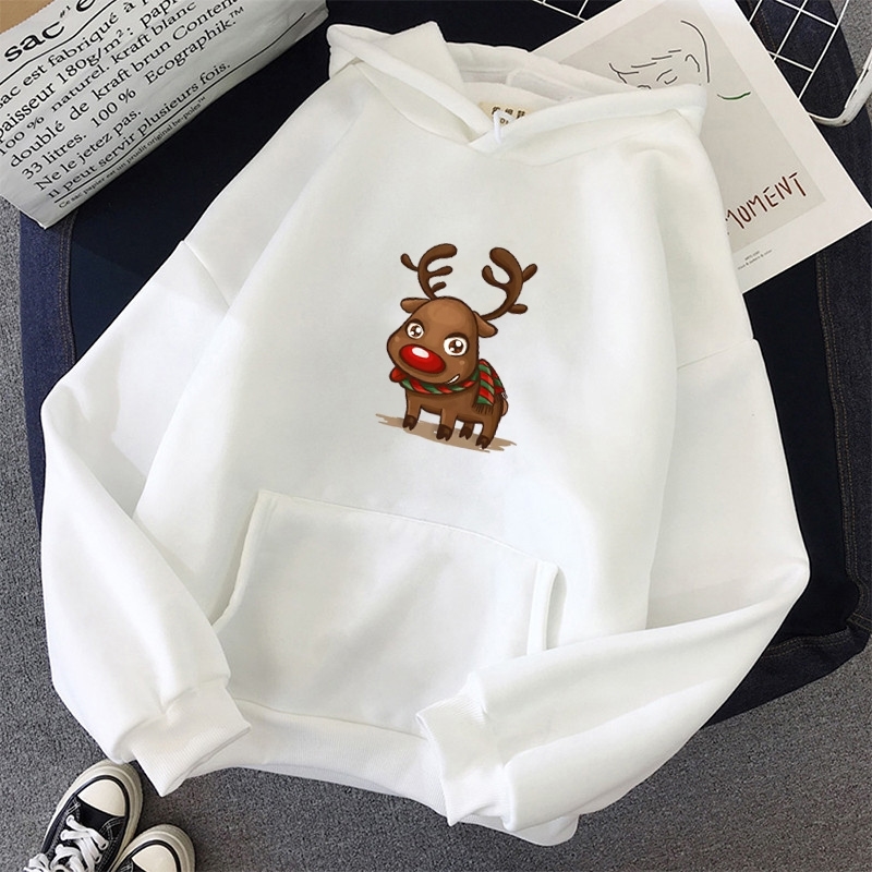 harajuku clothes Anime deer Print oversized Sweatshirt women Cute Hoodies streetwear tops Female Itself Full Sleeve Pullovers 201102