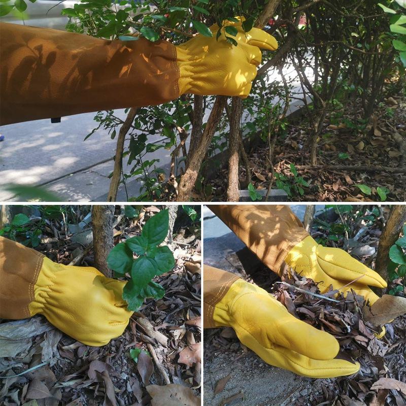 Gardening Gloves for Women and Men Thron Proof Rose Pruning Goatskin Gloves with Long Forearm Protection Gauntlet6050452