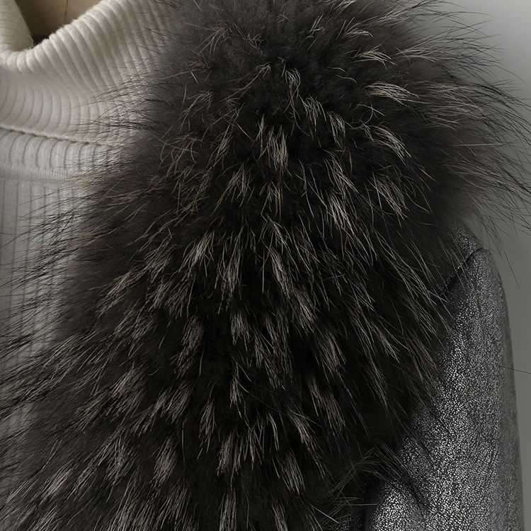 Pudi natural real rabbit fur coat jacket with raccoon fur collar waistcoat new winter female fur parka trench CT071 201016