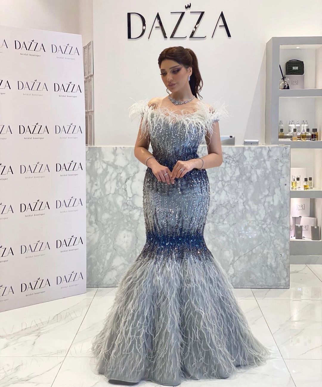Mermaid Elegant Beaded Evening Dresses Off The Shoulder Neck Sequined Feather Prom Gowns Or Length Formal Dress