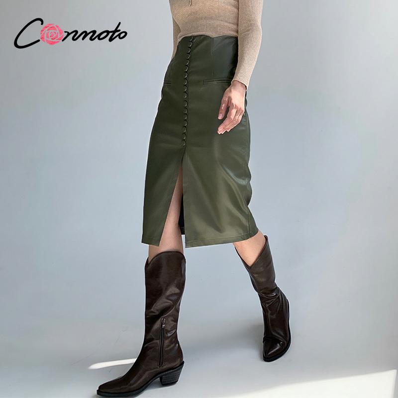 Conmoto Sexy blackish green autumn winter women skirt Elegant office lady pu straight skirt High street fashion female pencil
Conmoto Sexy blackish green autumn winter women skirt Elegant office lady pu straight skirt High street fashion female pencil