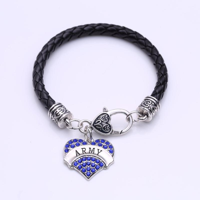 New Arrival Hot Selling rhodium plated with sparkling crystals ARMY heart pendant bracelet rope chain
New Arrival Hot Selling rhodium plated with sparkling crystals ARMY heart pendant bracelet rope chain