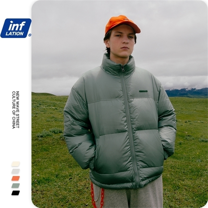 INFLATION Solid Color Down Jackets Mens Winter Thick Warm Stand Collar Loose Fit Classic Down Puffer Jacket Men Outwear 2544W 201225