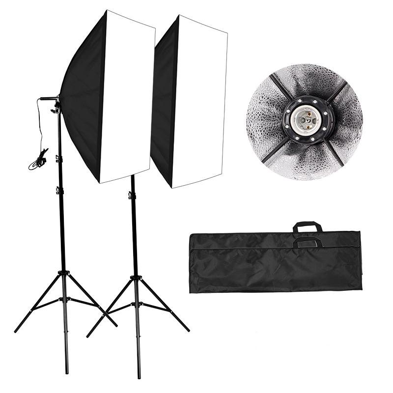 Photography softbox light kit continuous photo studio equipment with 2x50 x 70cm Reflectors and 2 x E27 Socket 5500K Bulbs
Photography softbox light kit continuous photo studio equipment with 2x50 x 70cm Reflectors and 2 x E27 Socket 5500K Bulbs