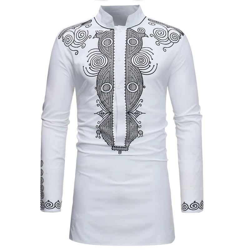New Dashiki Fashion African Traditional Printed Rich Bazin Men Long Sleeve Africa Clothing Thobe Dress for Man Shirt AAA Discount for in-store purchas