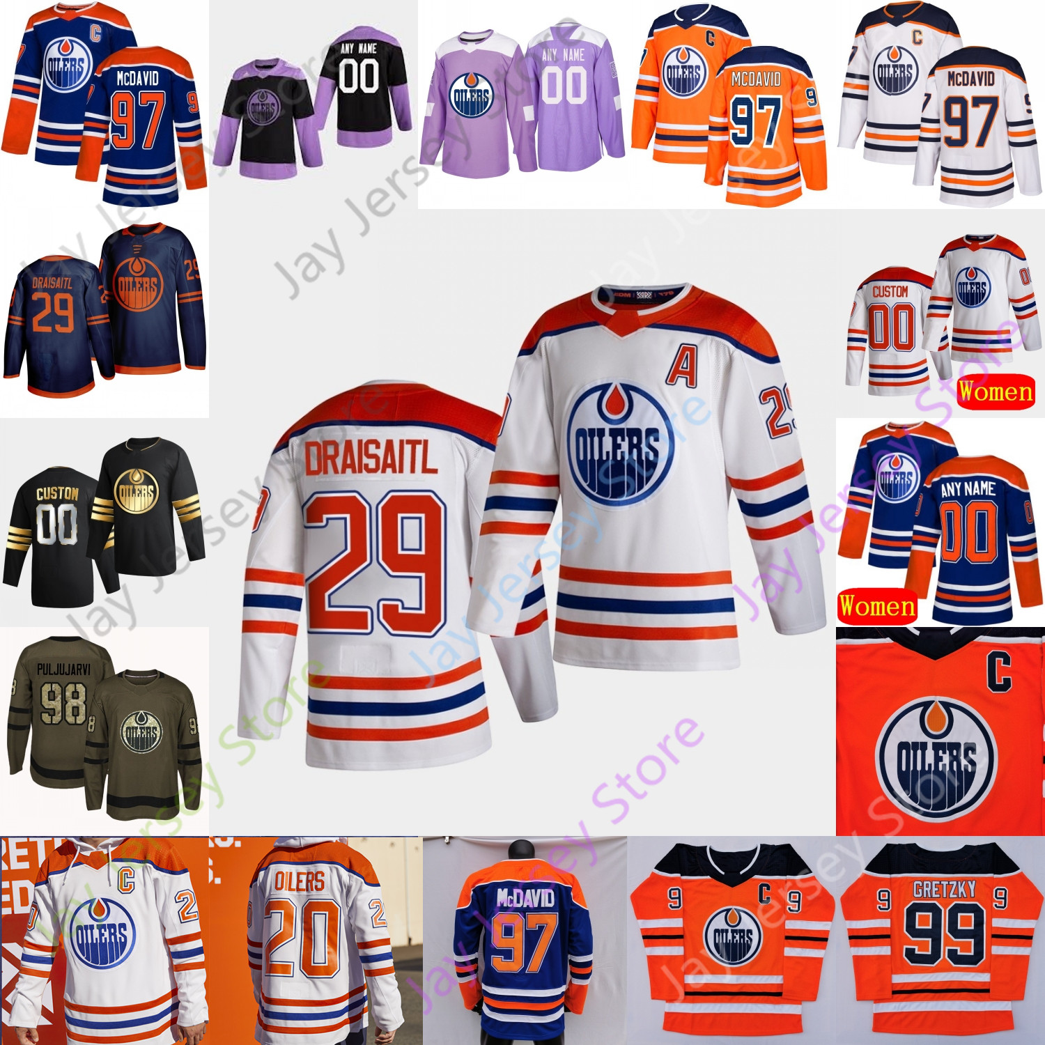 Edmonton Oilers Ice Hockey Jersey Connor McDavid Draisaitl Nugent-Hopkins Gretzky Nurse Bear Yamamoto Archibald Barrie Bouchard Chiasson, Blue
Edmonton Oilers Ice Hockey Jersey Connor McDavid Draisaitl Nugent-Hopkins Gretzky Nurse Bear Yamamoto Archibald Barrie Bouchard Chiasson, Blue