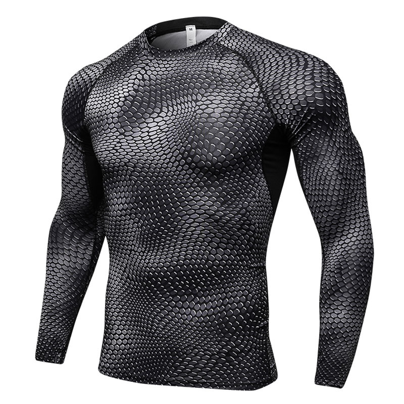 3D Print T-Shirt Men's Running Shirt Compression Tights Breathable Long Sleeve Sports Rashguard Jersey Free Shipping