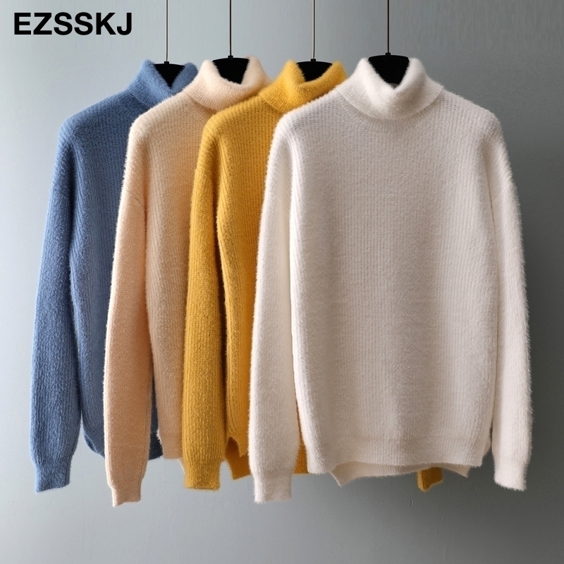 autumn winter oversize turtlenect thick wool cashmere sweater pullovers women long sleeve female casual big sweater jumper 201109
