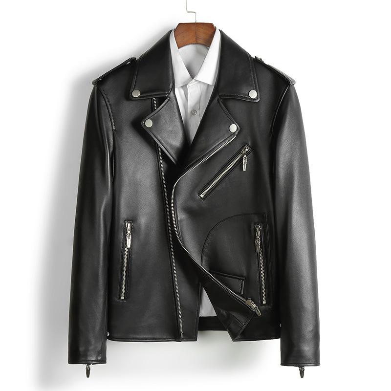 The new 2020 locomotive leather leather handsome male haining sheep motorcycle suit men's jacket, Black
The new 2020 locomotive leather leather handsome male haining sheep motorcycle suit men's jacket, Black