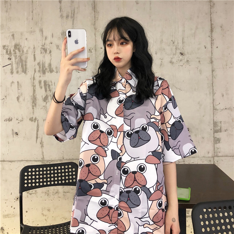 2021 New Dog Cartoon Print Summer Blouse Women Turn Down Collar Short Sleeve Single Breasted Vintage Harajuku Funny Tops Y264 M12r, Multi
2021 New Dog Cartoon Print Summer Blouse Women Turn Down Collar Short Sleeve Single Breasted Vintage Harajuku Funny Tops Y264 M12r, Multi