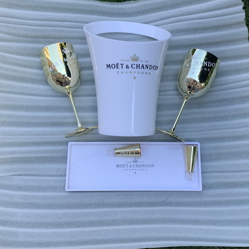 Champagne Cup tail Wine Cabinet Electroplating Goblet Plastic White Acrylic Ice Bucket Home Party Drink Sets