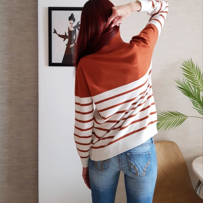 GIGOGOU Euro American Style Oversized Women's Sweater Long Sleeve Striped Thick Warm Knitwear Loose Soft Female JumperMujer 201023