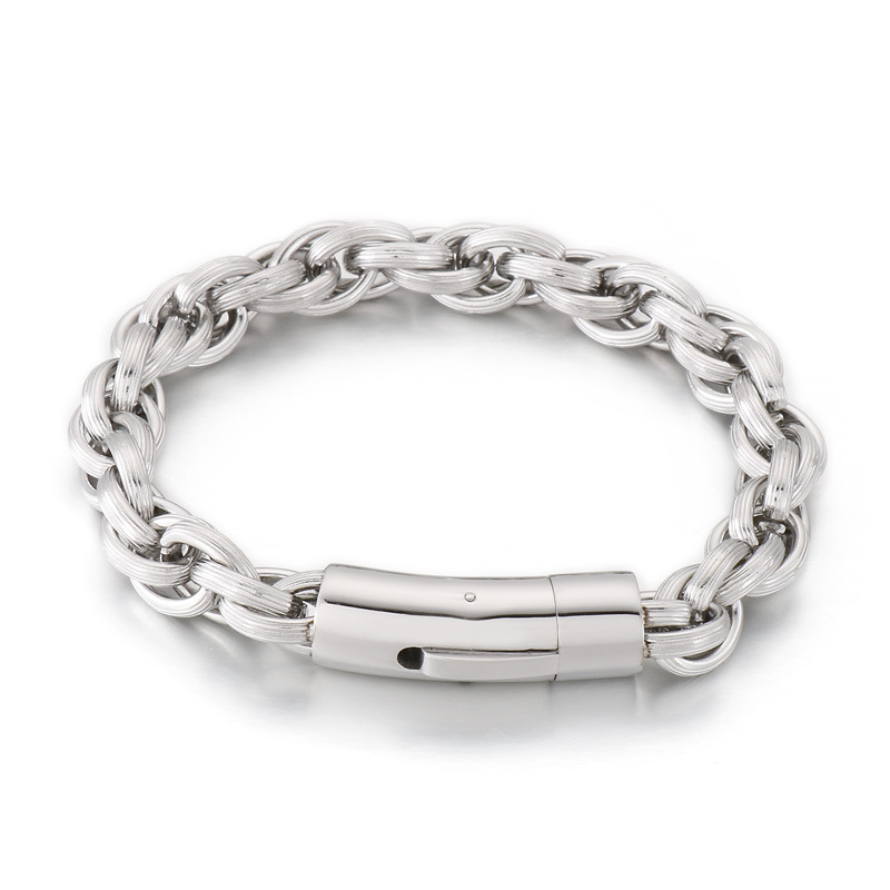 9mm 8inch Fashion Silver Singapore Twist Chain Rolo Rope Link Chain Bracelet Stainless Steel Jewelry For Women Men