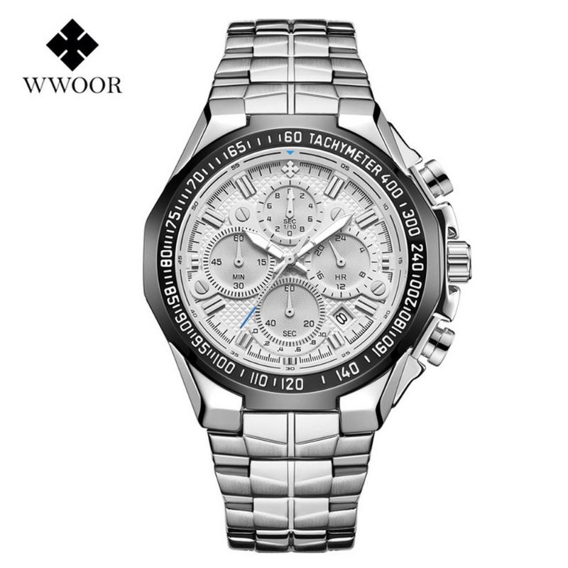 Wristwatches Men Quartz Watch Stainless Steel Band Fashion Multifunction Wristwatch 5ATM Luminous Display Chronograph Calendar Date Watches, White
Wristwatches Men Quartz Watch Stainless Steel Band Fashion Multifunction Wristwatch 5ATM Luminous Display Chronograph Calendar Date Watches, White
