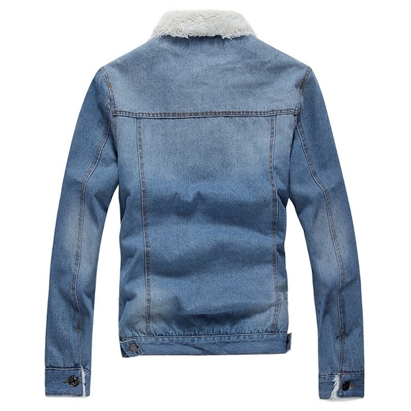 Men Jacket and Coat Trendy Warm Fleece Denim Jacket Winter Jean Jacket Thick Winter Coat For Male Classic Solid Outerwear T200106