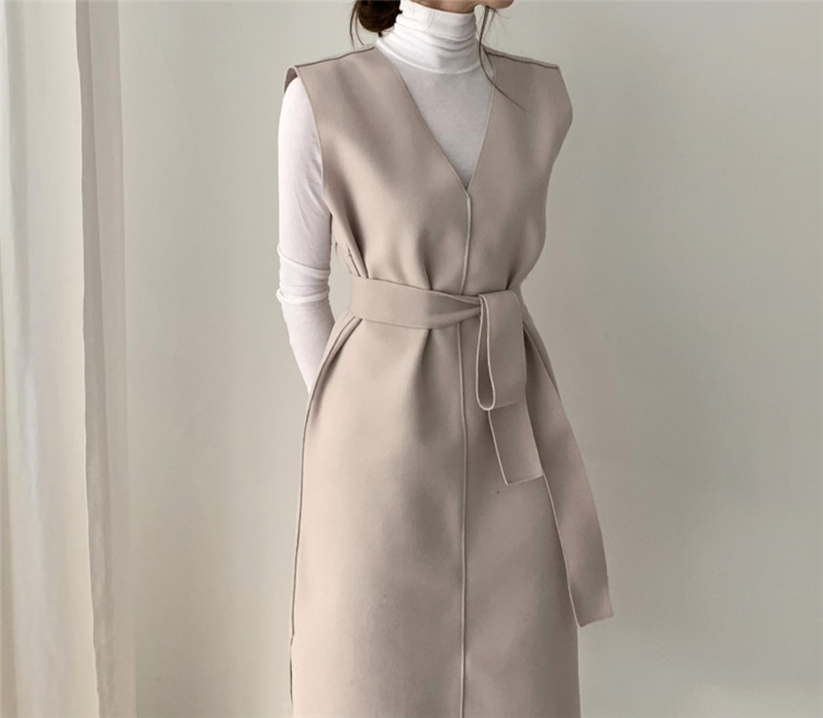 Colorfaith Autumn Spring Women Dresses Sashes Solid Split Straight Knitting Warm Sweater Elegant Office Ladies DR7199 201030