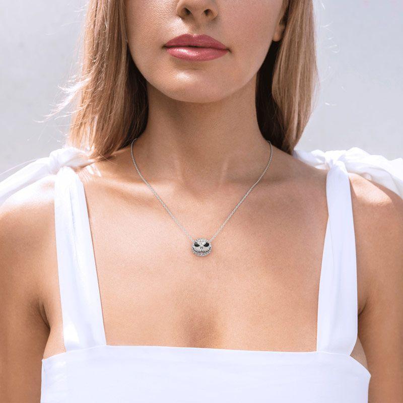Nightmare Before Christmas Skull Name Necklace Chokers Women Chain Punk Crystal Jewelry Pumpkin Jack Enamel Necklace