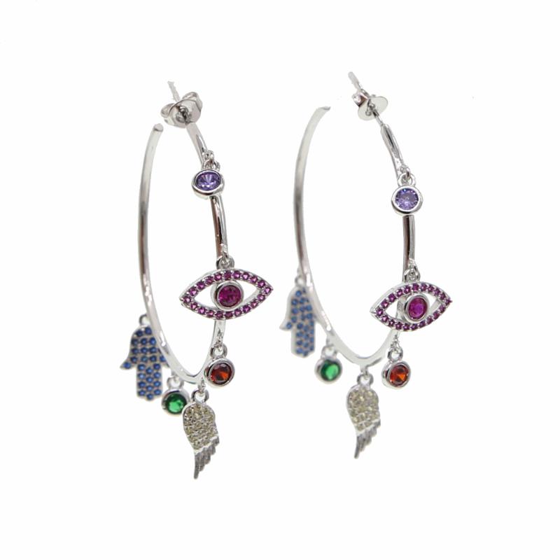 korean 40mm Hamsa wing eye charm Hoop Earrings for Women Blue Eye Lucky Turkish Earring Cubic Zircon Fashion Jewelry 2020
korean 40mm Hamsa wing eye charm Hoop Earrings for Women Blue Eye Lucky Turkish Earring Cubic Zircon Fashion Jewelry 2020