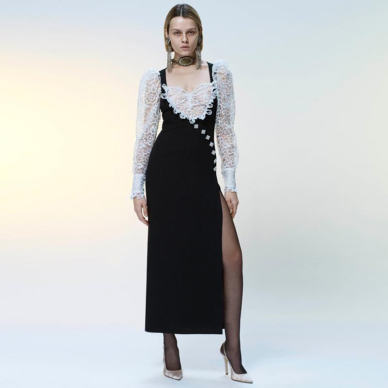 Fashion High Quality Autumn New Women' Party Casual Vintage Elegant Chic Lace Long Sleeve Diamond Button Slim Long Dress, Black
Fashion High Quality Autumn New Women' Party Casual Vintage Elegant Chic Lace Long Sleeve Diamond Button Slim Long Dress, Black