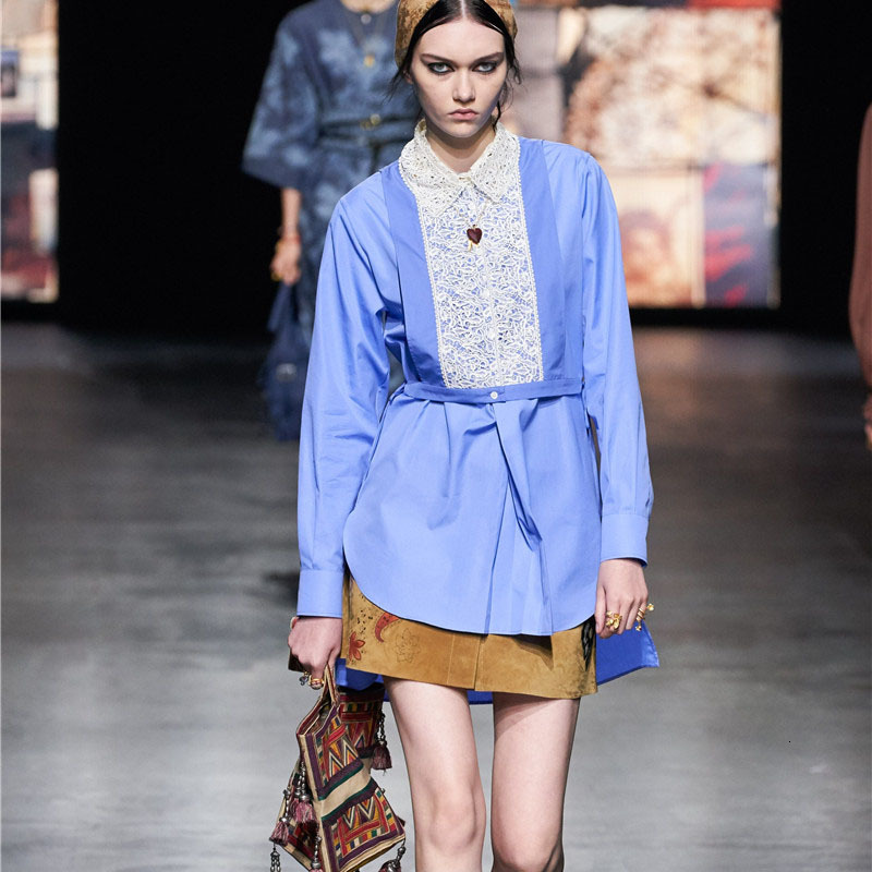 2021 Spring Runway New Retro-soluble Ethnic Style in Water Long-sleeve Hollowed Flowers Bowknot Loose Mini Casual Shirt Xcwp, Blue
2021 Spring Runway New Retro-soluble Ethnic Style in Water Long-sleeve Hollowed Flowers Bowknot Loose Mini Casual Shirt Xcwp, Blue