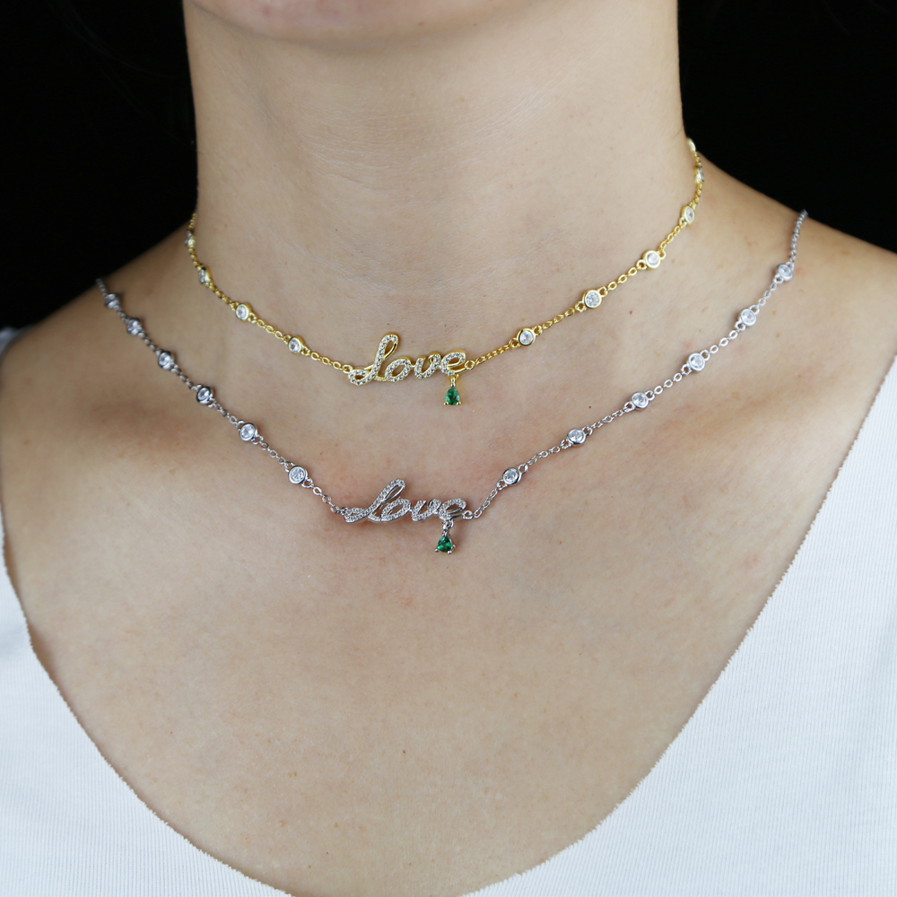High Quality Women Wedding Love Pendant Bracelet with Cz Paved Station Chain Boho Wrap Bracelet for Wedding Jewelry Wholesale