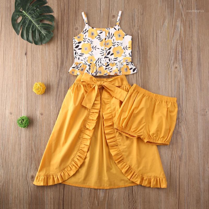 2020 Summer Baby Girls Fashion Clothes Yellow Flower Top + Shorts + Skirt Backless Hanging shoulder Suit Set1
2020 Summer Baby Girls Fashion Clothes Yellow Flower Top + Shorts + Skirt Backless Hanging shoulder Suit Set1