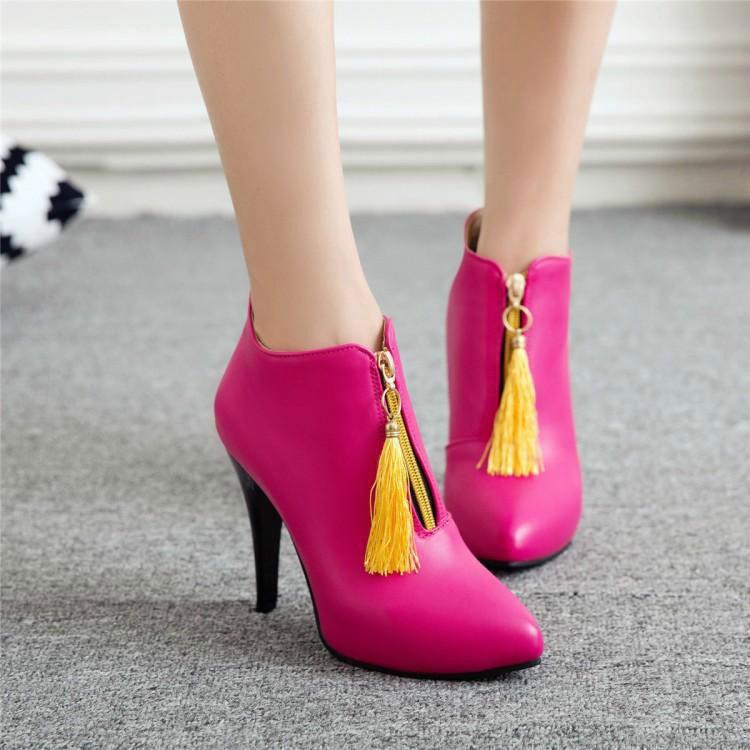 New autumn and winter European and American style pointed toe stiletto short single nude imitation women's boots, Black
New autumn and winter European and American style pointed toe stiletto short single nude imitation women's boots, Black