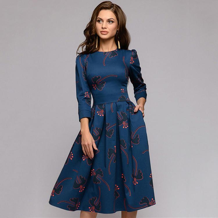 Fashion 3/4 Sleeves Printed Dress Women 2020 Spring Summer Vintage Pocket A-line Casual Dress Elegent Party Vestidos, Red
Fashion 3/4 Sleeves Printed Dress Women 2020 Spring Summer Vintage Pocket A-line Casual Dress Elegent Party Vestidos, Red