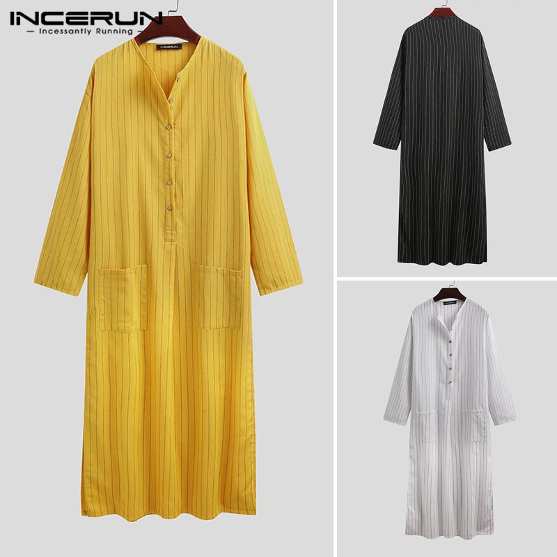 Muslim Men Striped Jubba Thobe Fashion Long Sleeve Abaya Casual Pockets Islamic Kaftan Dubai Saudi Arabia Men Robes INCERUN 5XL
Muslim Men Striped Jubba Thobe Fashion Long Sleeve Abaya Casual Pockets Islamic Kaftan Dubai Saudi Arabia Men Robes INCERUN 5XL