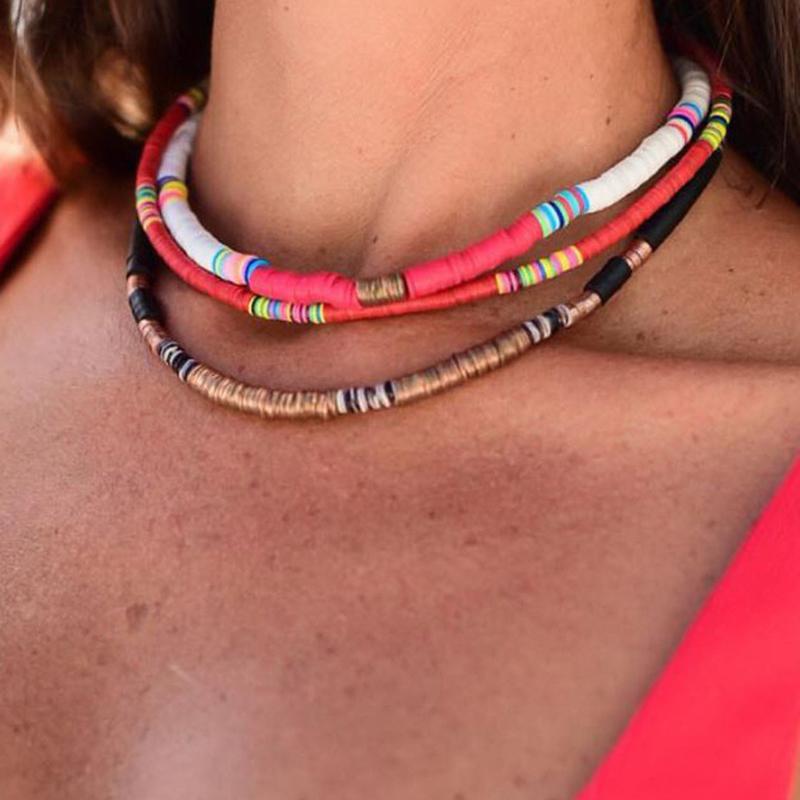 Chokers Boho Fashion Polymer Clay Choker Necklace Colorful Soft Pottery Handmade Collar For Women Party Jewelry
Chokers Boho Fashion Polymer Clay Choker Necklace Colorful Soft Pottery Handmade Collar For Women Party Jewelry