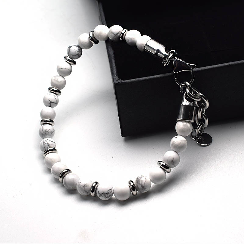 Stainless Steel Charm Chain Natural Stone Tiger Eye Turquoise Lava Rock Beads Bracelets for Women Men Fashion Designer Jewelry