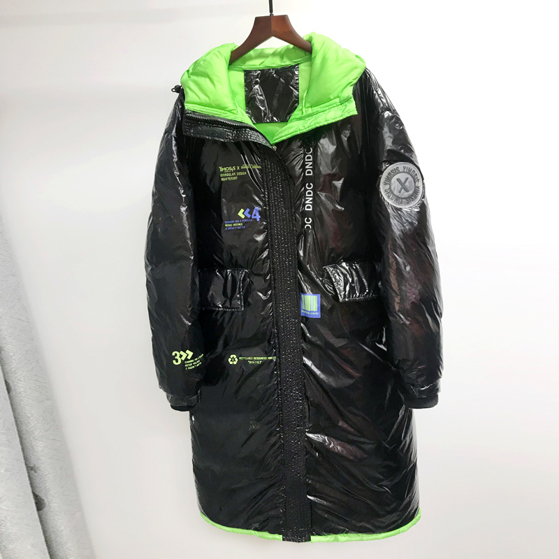 New Women Winter Long White Duck Down Jacket With Hood Female Loose Casual Thick Warm Zipper Coat Winproof Waterproof Big Size 201030