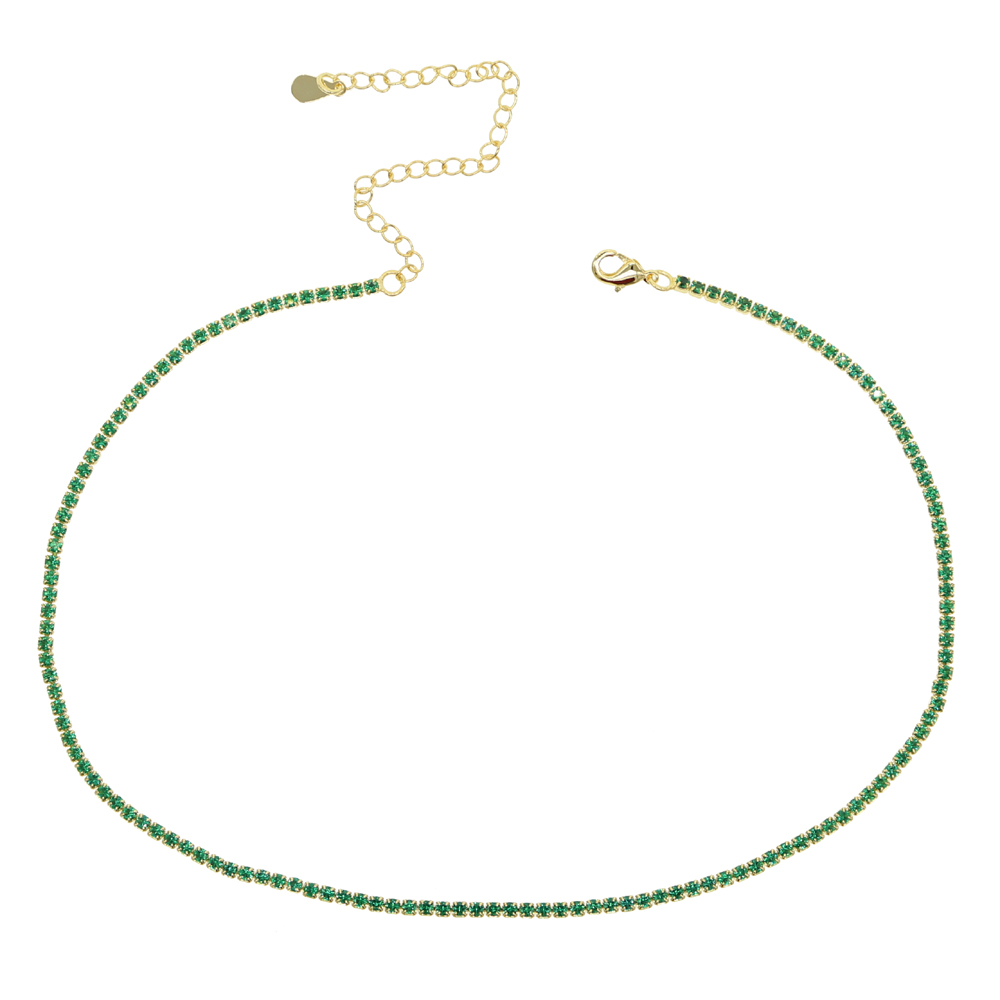 Trendy 2mm Cz Tennis Choker Necklace for Women Colorful White Red Green Elegance Multi Layer Trendy Fashion Women Gorgeous Jewelry European Design