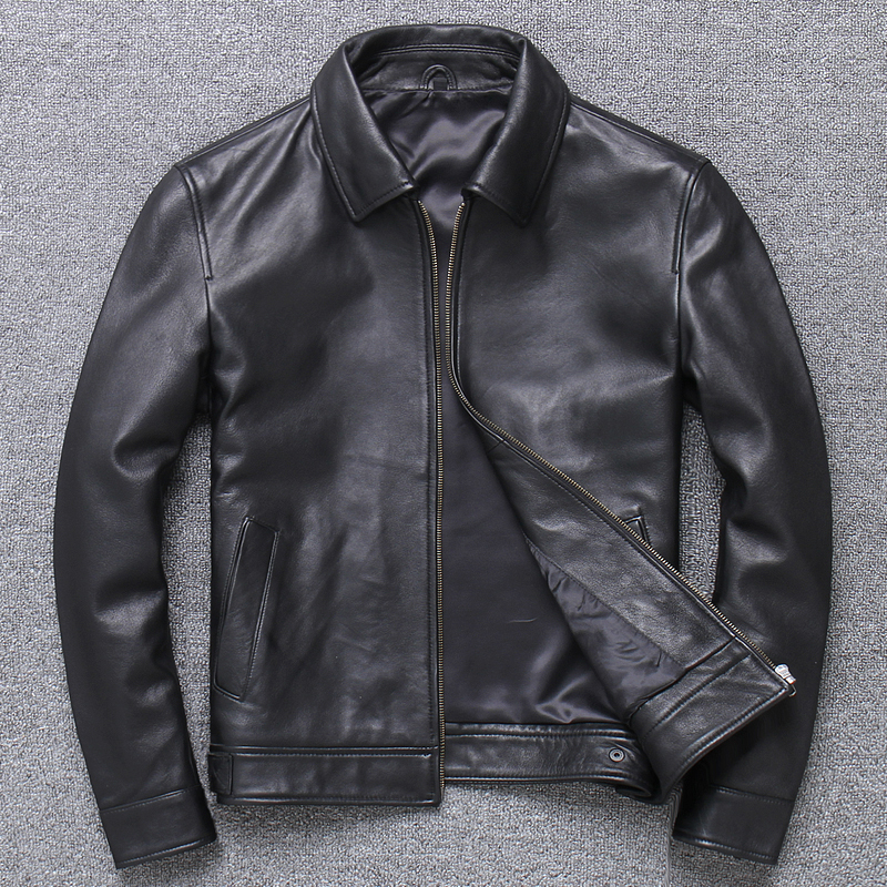 Plus sizeSpring Genuine Leather jacketMen quality Business Casual soft sheepskin coatPapa clothessales 201127