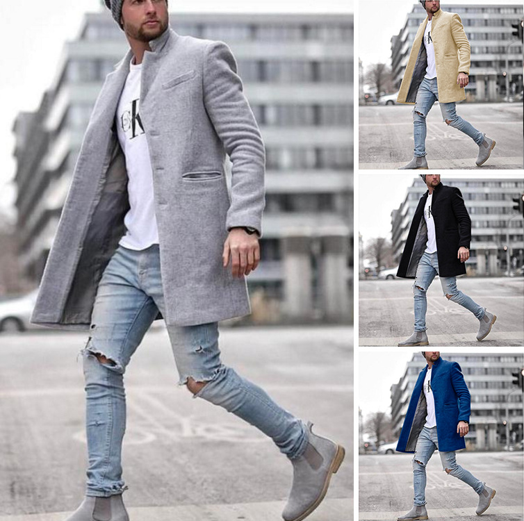 Men&#039;s Wool & Blends Men Solid Color Casual Coat Male Long Coats Winter Business Overcoat от DHgate WW
